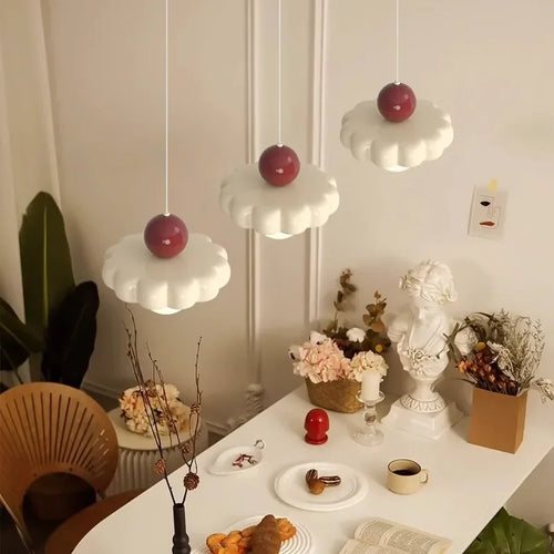 Lustre design avec fleurs Style crème créative - vue 4 sur 5
