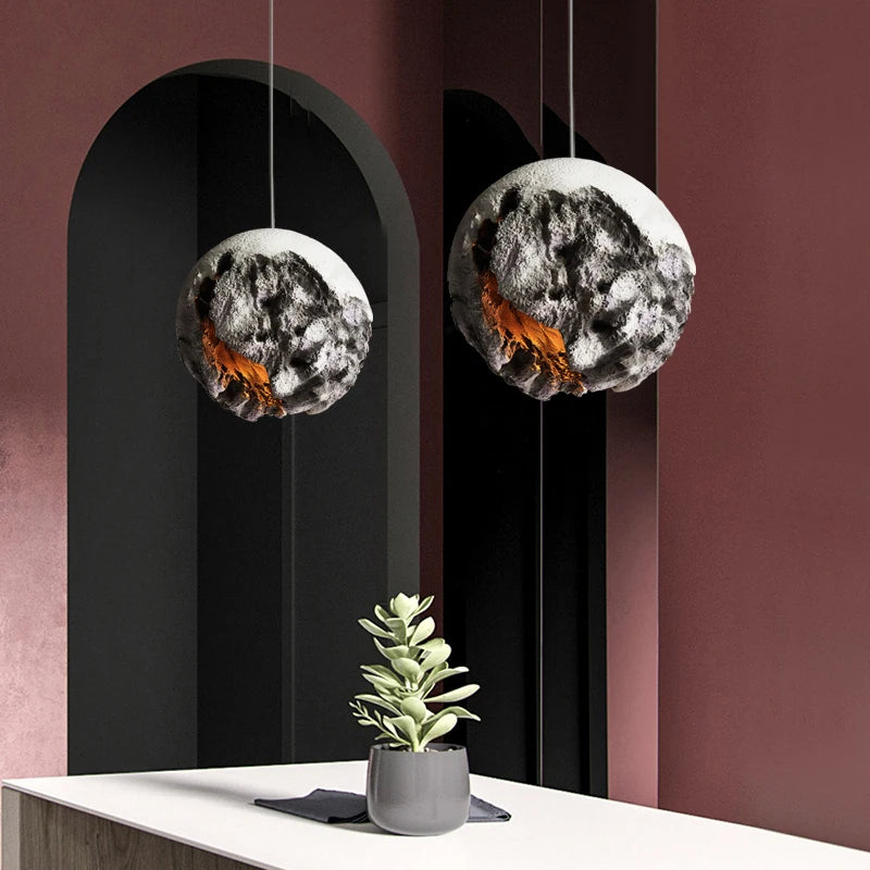 lustre moderne en béton wabi-sabi hauteur réglable décoration intérieure - vue 4 sur 12