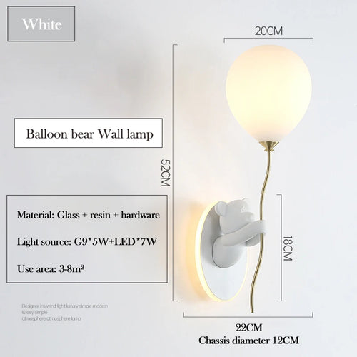 applique murale ours doré en verre lampe LED décoration chambre enfant - vue 12 sur 16