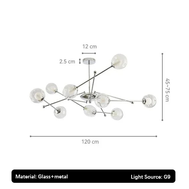 2024 Glass Chandelier Chrome Magic Bean Lights for  Living Room Pendant Lamp Bedroom Dining Room Ceiling Hanging Lamp - vue 9 sur 9