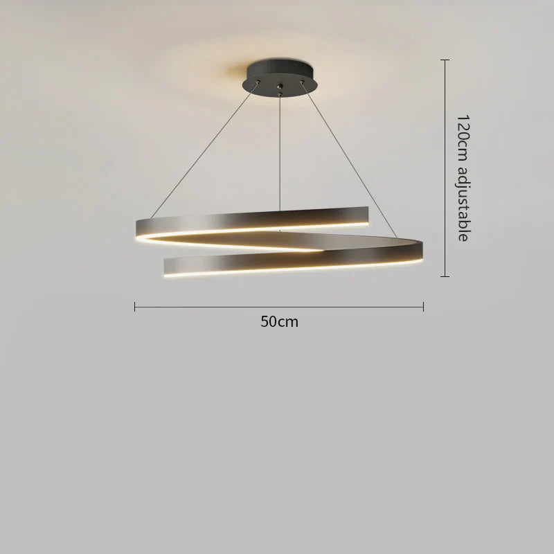 lustre à anneau simple moderne en fer doré avec éclairage LED intérieur - vue 12 sur 15