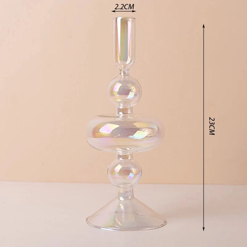 bougeoir en verre décoratif à rayures coniques pour événements festifs - vue 30 sur 30