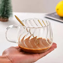 Tasse café verre borosilicate rayures créatives 400 ml