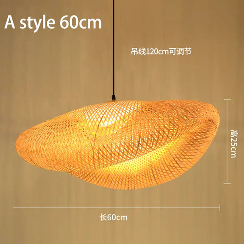 lustre style chinois fait main en bambou tissage pastoral vintage - vue 19 sur 30