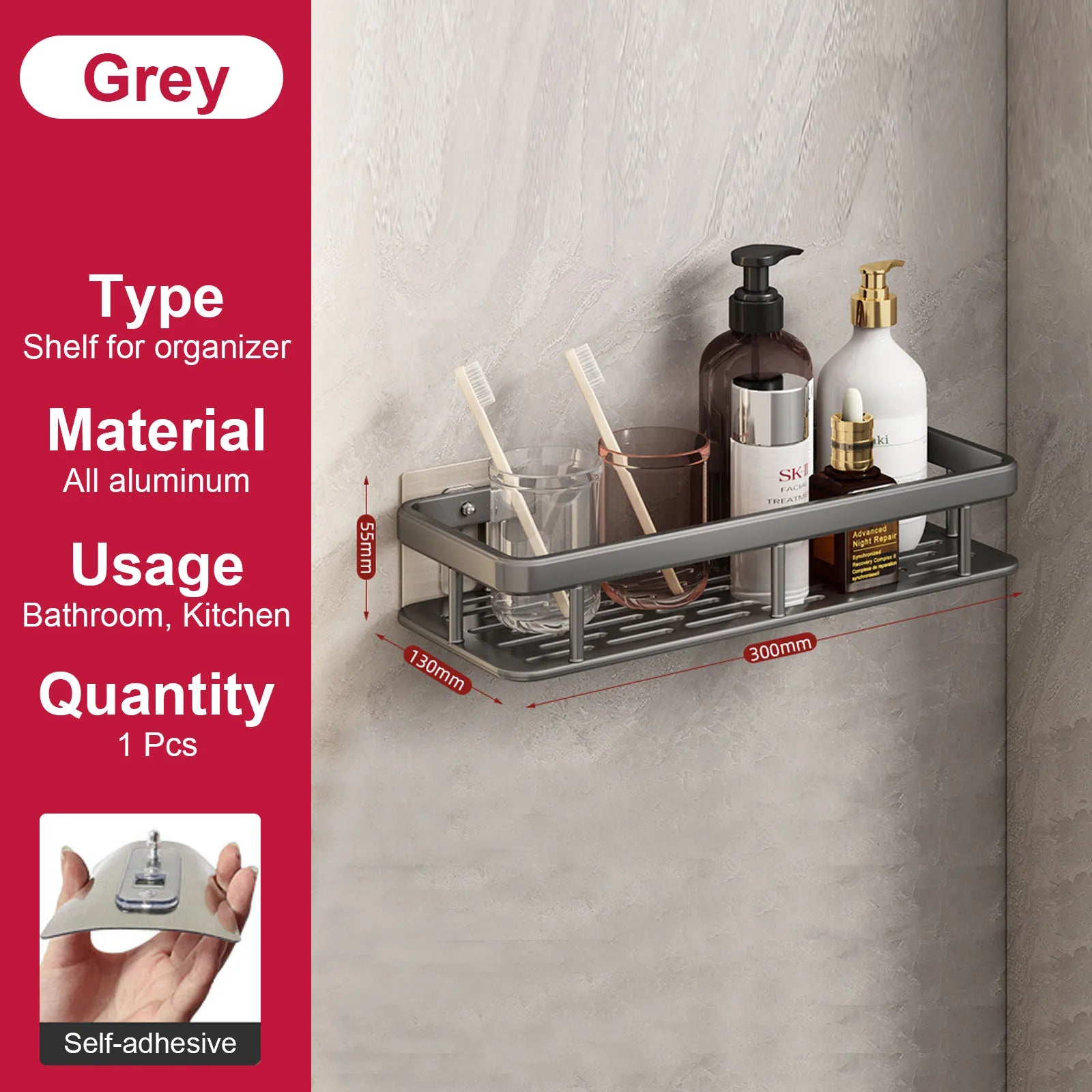 etagère murale sans perçage pour rangement de salle de bain et cuisine - vue 14 sur 30
