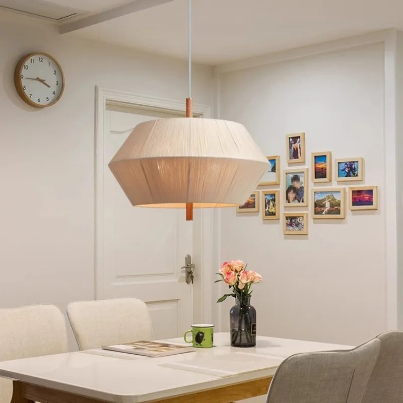 lustre en fil de coton nordique style wabi sabi pour décoration intérieure - vue 5 sur 9