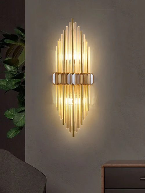 applique murale moderne en acier inoxydable et cristal décoratif - vue 2 sur 14