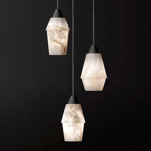 lustre suspendu led collection marbre style vintage rétro - vue 8 sur 9