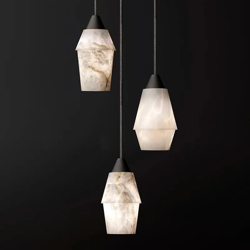 lustre suspendu led collection marbre style vintage rétro - vue 7 sur 9