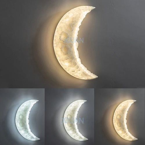 Luxury Moon Wall Lamp for Bedroom Living room Indoor Decor Creative Resin Engraving Moon Light Hallway Stair Aisle Entrance - vue 3 sur 8