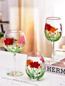 verres a vin motif floral artisanal lot trois