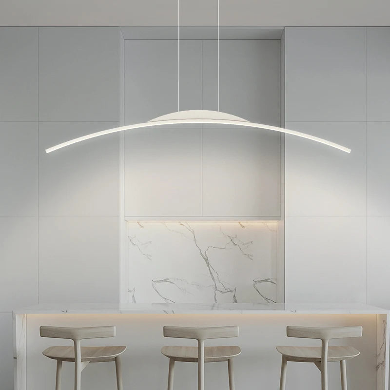 Lustre long led minimaliste avec hauteur réglable - vue 4 sur 21