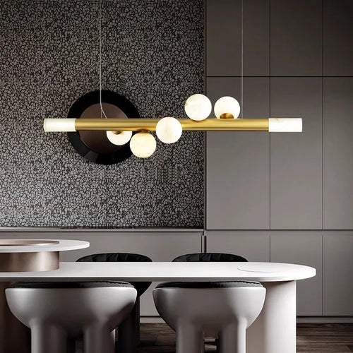lustre de luxe en boule de marbre véritable post-moderne suspendu - vue 3 sur 10