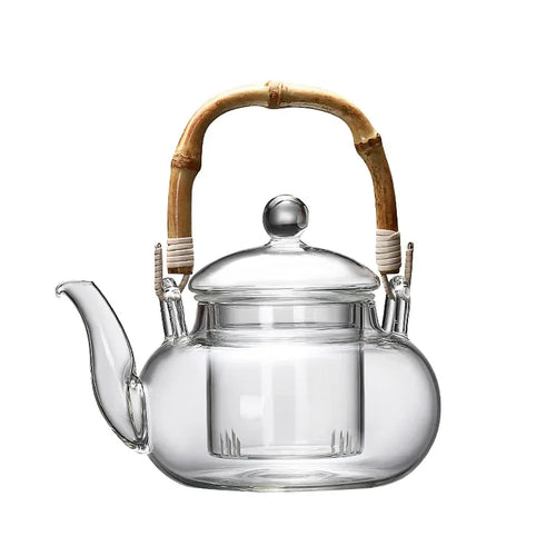 theiere verre poignee bambou tasses infusion pu erh
