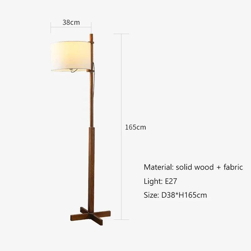 lampe de sol en bois massif abat-jour tissu nordique décoration intérieure