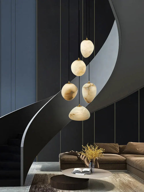 lustre suspendu en marbre géométrique design moderne pour intérieur - vue 10 sur 12