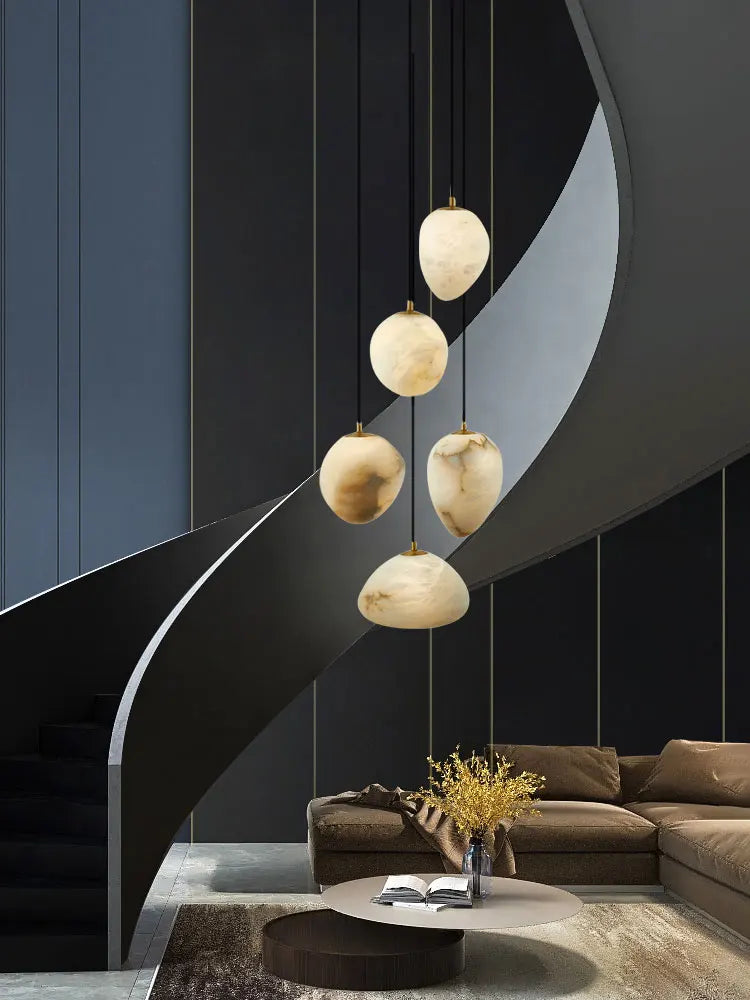 lustre suspendu en marbre géométrique pour éclairage moderne - vue 10 sur 12