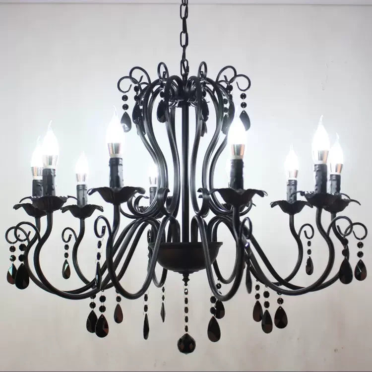 lampe à bougie en fer et cristal de luxe pour décoration intérieure - vue 11 sur 12