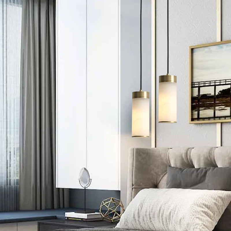 suspension rétro en cuivre avec abat-jour en marbre pour intérieur et jardin - vue 4 sur 9