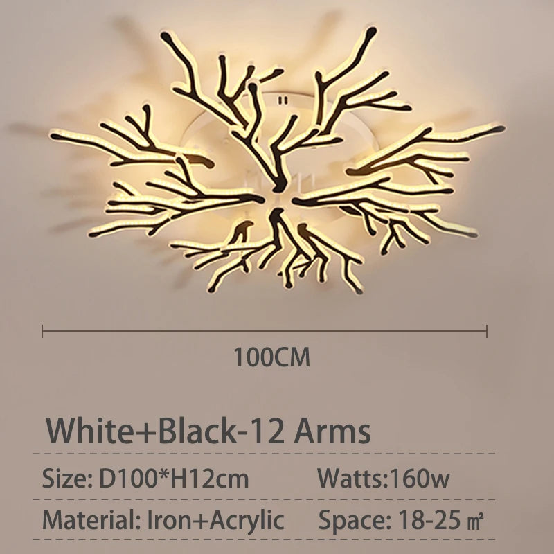 lustre créatif en forme de branche moderne en fer pour décoration intérieure