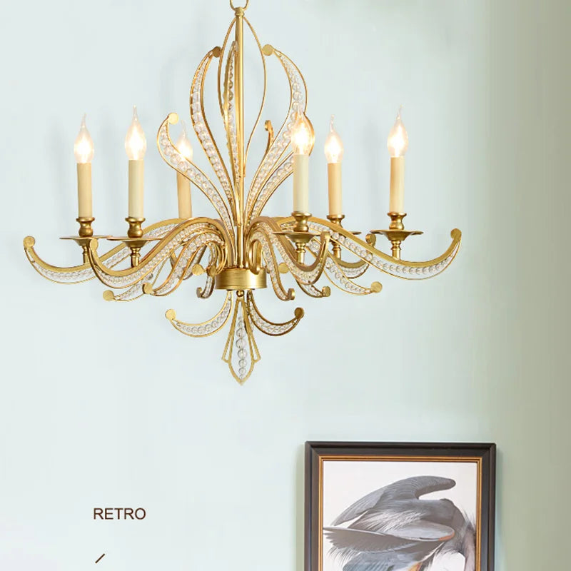 lustre de luxe or design moderne luminaire décoratif idéal bougie - vue 4 sur 13