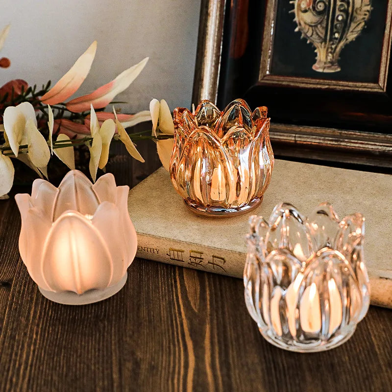 bougeoir en verre vintage pour mariage et décoration artisanale
