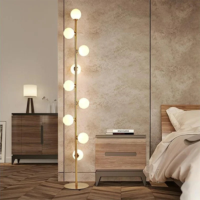 lampadaire moderne en verre doré pour décoration intérieure nordique - vue 3 sur 6