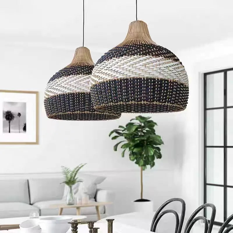 suspension en osier japonais tissée à la main en forme de cage - vue 4 sur 15