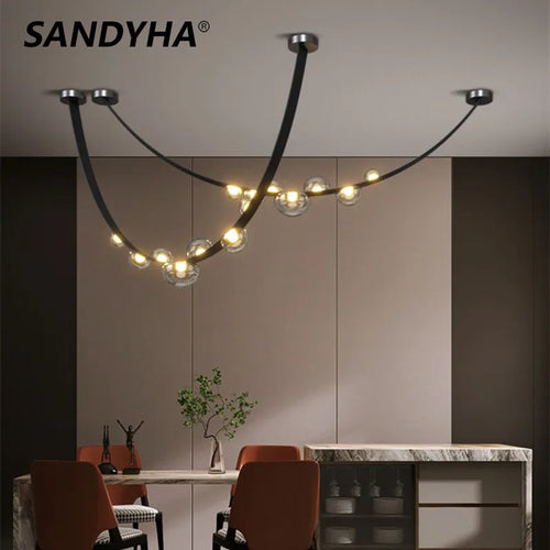 sandyha lustre en cuir avec suspension led design moderne