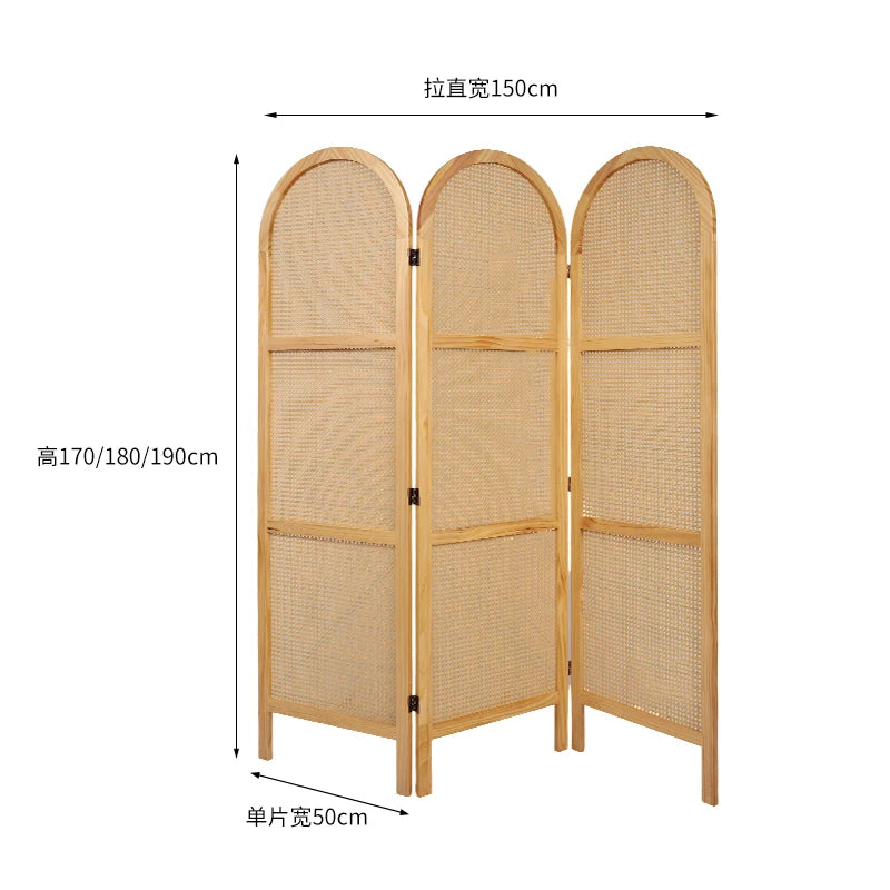 paravent en rotin pliable de style japonais mobile