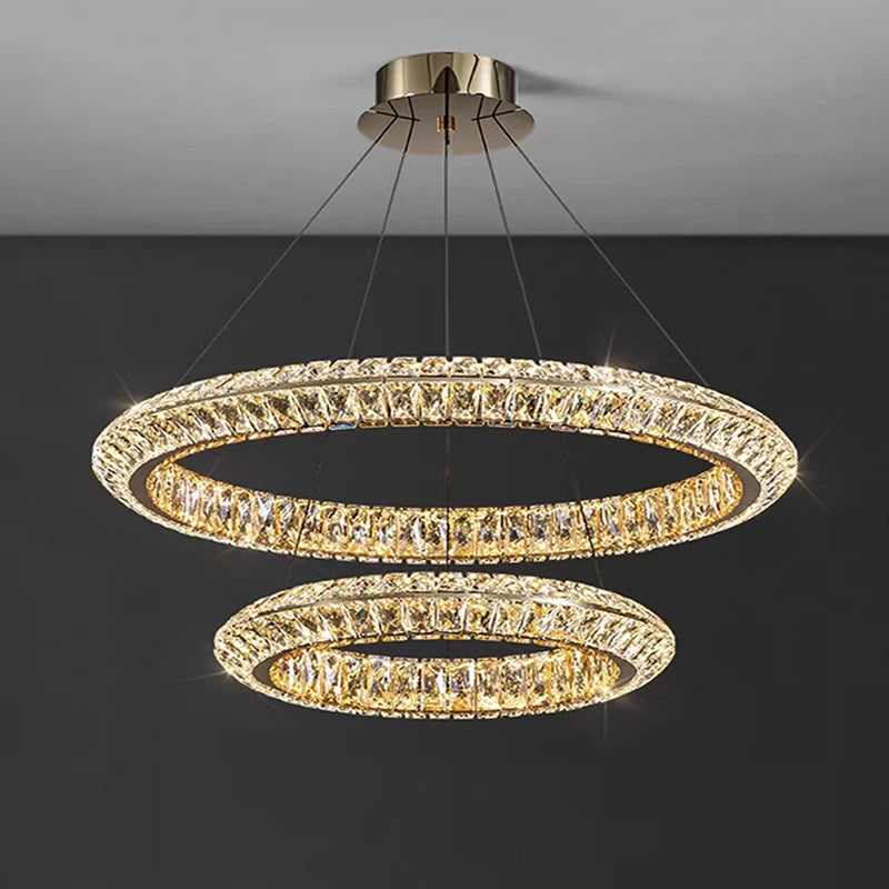 lustre en cristal doré design moderne pour intérieur élégant - vue 2 sur 11