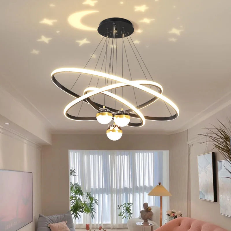 Lustre led anneaux circulaires étoile homedero - vue 5 sur 6