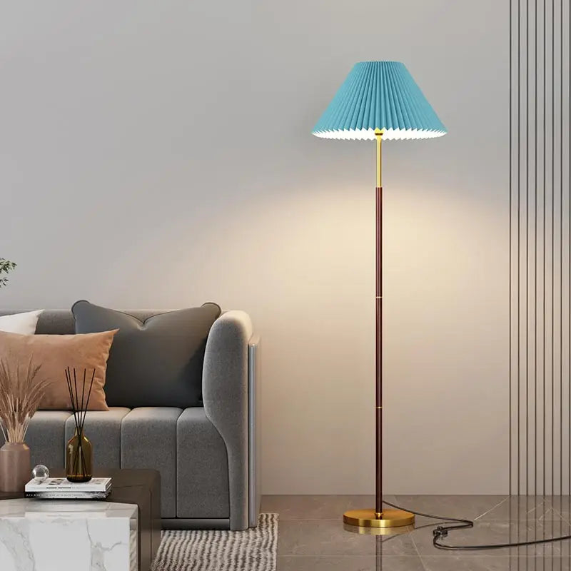 lampadaire nordique à led design abat-jour en tissu décoration intérieure - vue 5 sur 8