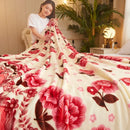 Plaid polaire doux motifs carreaux et floral salon