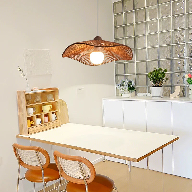 lustre suspendu wabi-sabi en corde de chanvre