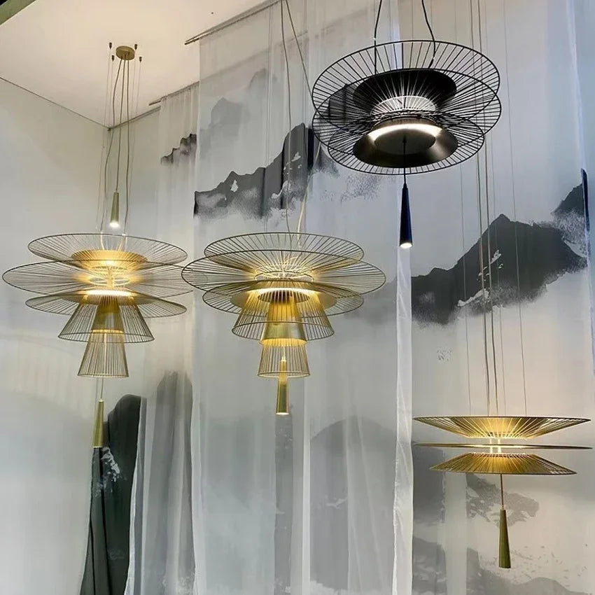 lustre de luxe sandyha led en métal lampe suspendue décorative - vue 7 sur 15