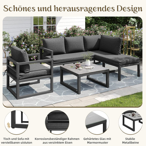 ensemble de chaises longues en corde avec canapé d'angle et coussins
