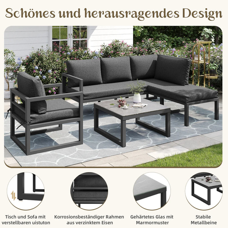 ensemble de chaises longues en corde avec canapé d'angle et coussins