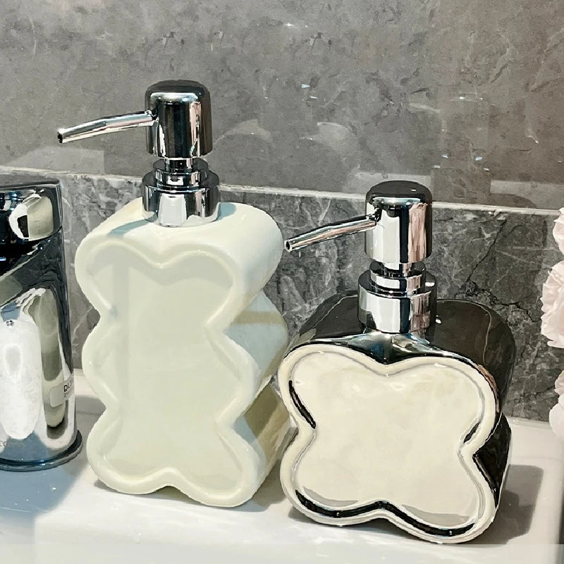 bouteille en céramique créative en forme de fleur pour gel et savon - vue 5 sur 10