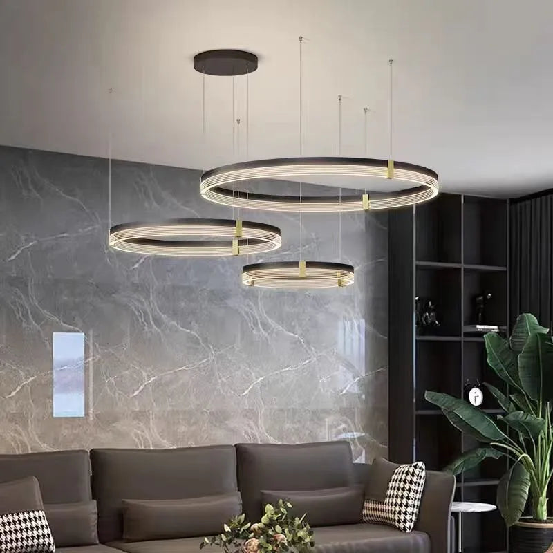 Lustre LED anneau en acrylique au design moderne avec anneau intérieur - vue 6 sur 11