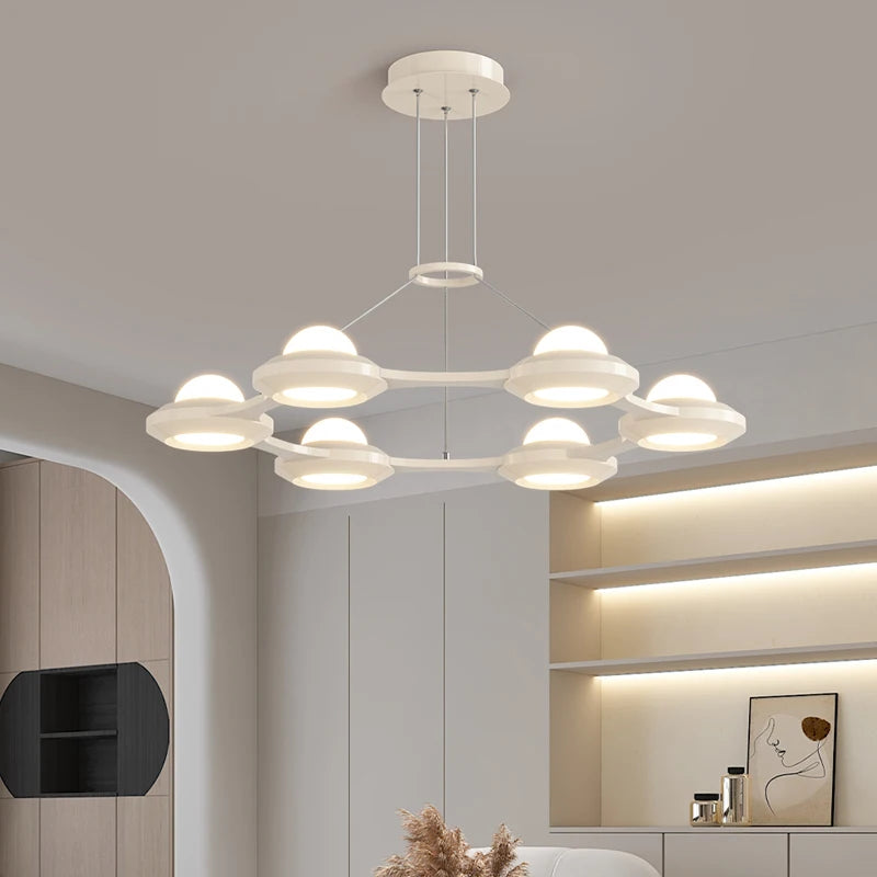 lustre moderne minimaliste trois têtes style crème italienne - vue 6 sur 12