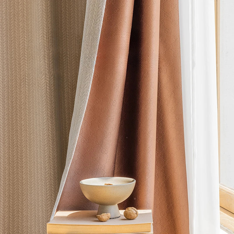 Rideau occultant motif feuilles style moderne salon chambre - vue 5 sur 12