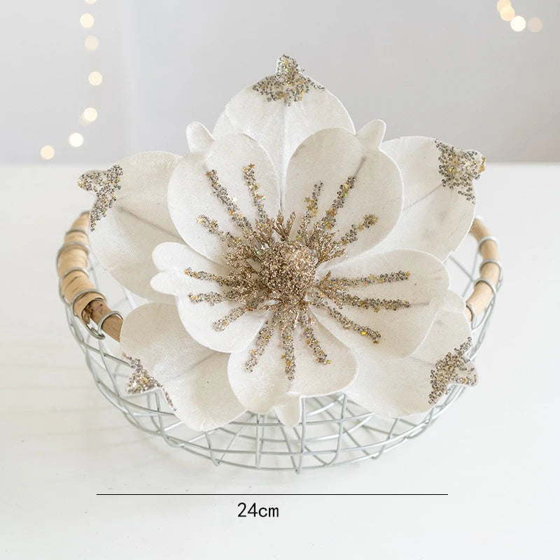 fleur de noël artificielle paillettes décorations arbre de noël 1 pièce - vue 11 sur 12