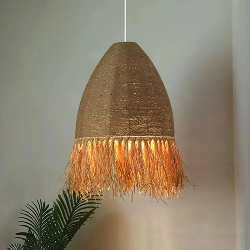 suspension en rotin rétro style wabi sabi pour décoration intérieure