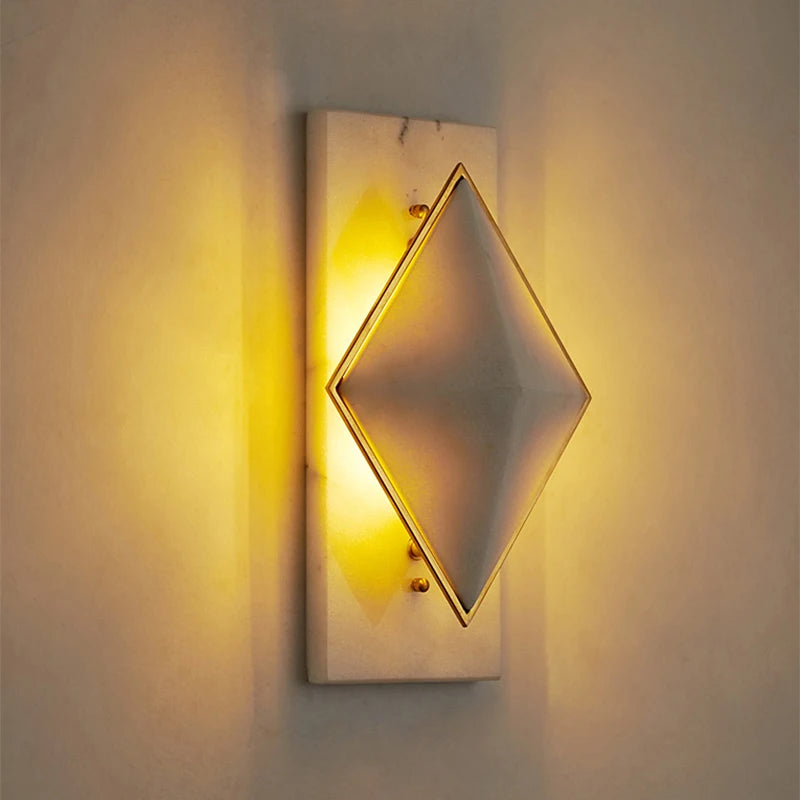 applique murale losange en marbre style célébrité led moderne - vue 8 sur 18