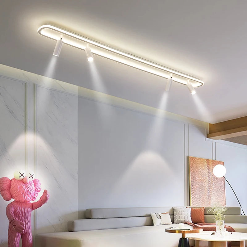 lustre led minimaliste en bande acrylique avec projecteur moderne
