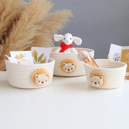 panier de rangement tissé animaux pour jouets et divers objets - vue 3 sur 21