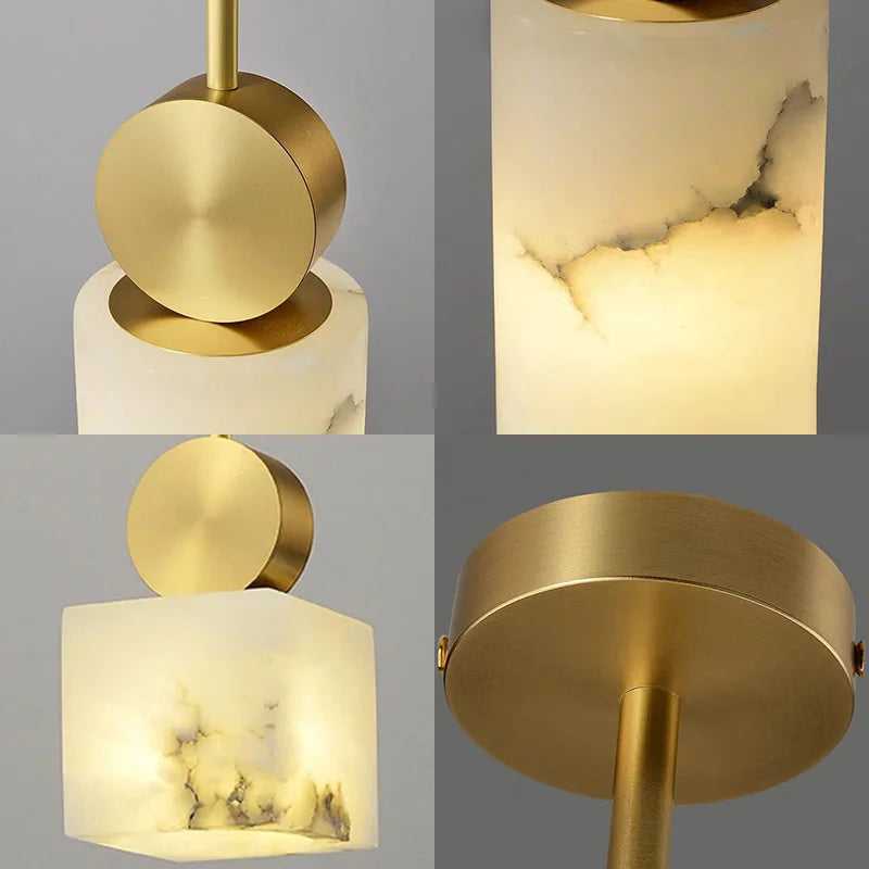 Suspension nordique en marbre et cuivre avec lumières led - vue 6 sur 10