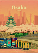 affiche rétro des villes du monde pour décoration murale