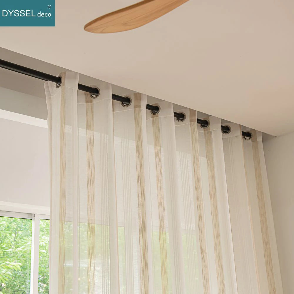 Voilage rideau rayé style moderne pour salon chambre - vue 6 sur 6